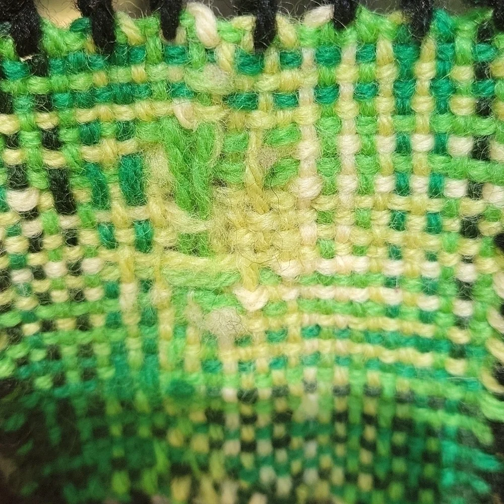 HANDMADE 1970s Rainbow Woven Knit Granny Square Patchwork Wall Throw